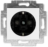 Розетка с заземлением без рамки ABB EPJ Levit 1-м. шторки белый/дымчатый чёрный картинка